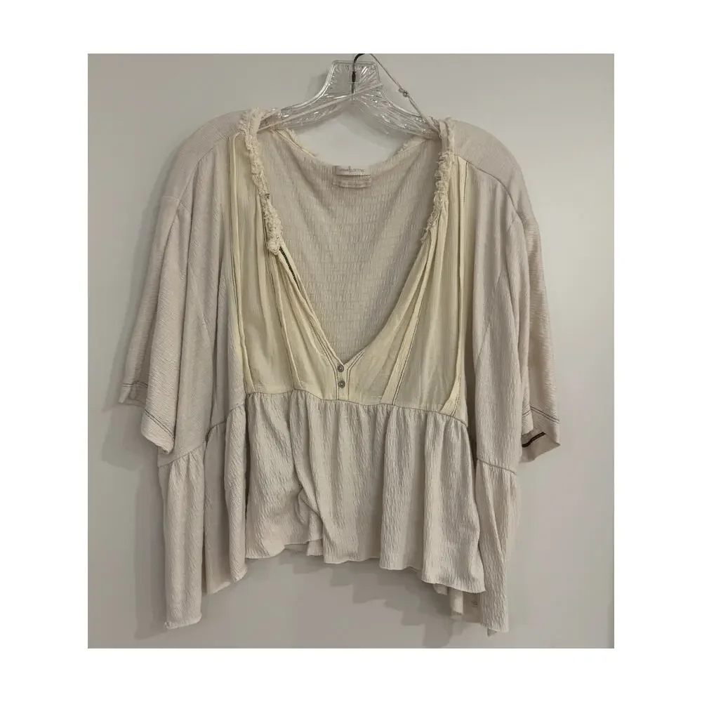 Urban Outfitters Cream Textured Boho Blouse • Size L - Picture 3 of 9